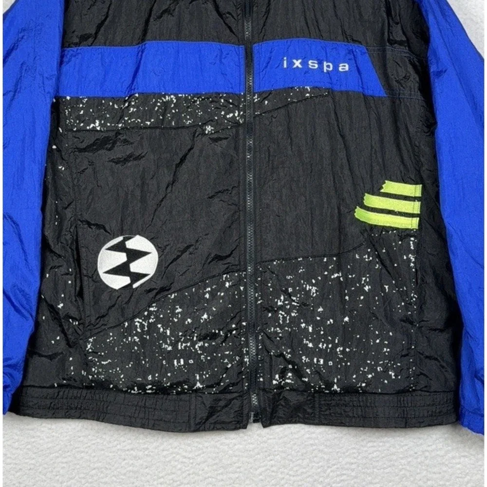 Vintage 90s IXSPA Windbreaker Jacket Black Blue - Men's Medium (Fits Roomy)